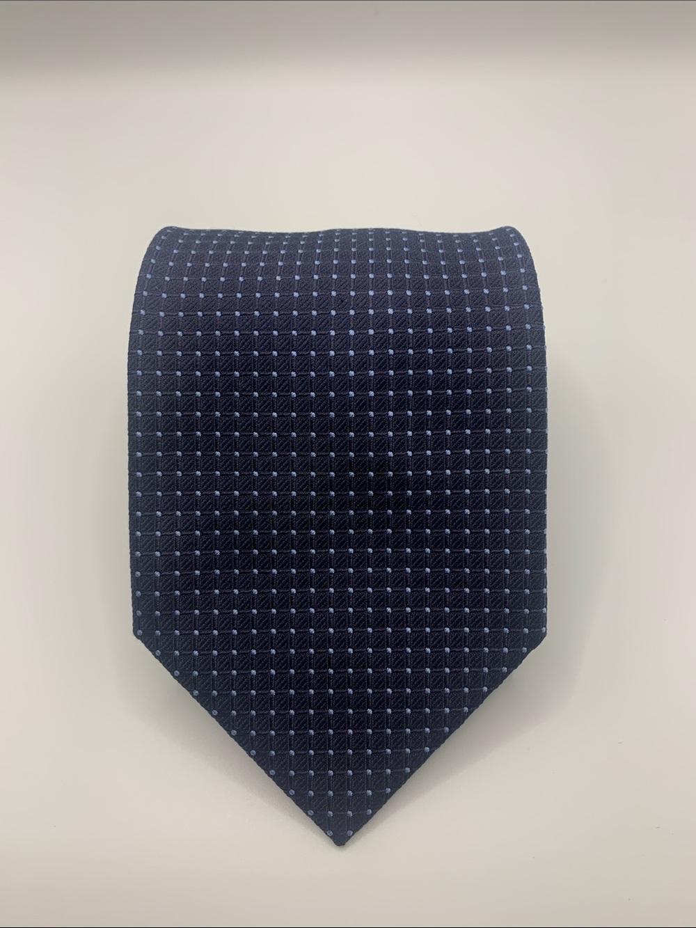 Brioni Navy Textured Grid Silk Tie